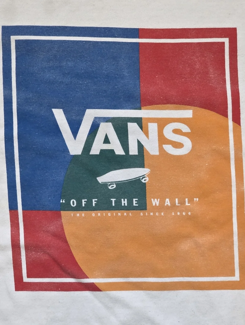 Vans Off The Wall Graphic Tee White Colorblock Logo Size XL